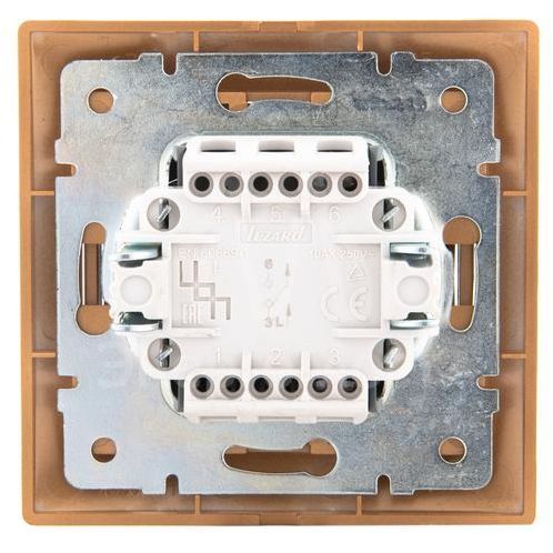 Выключатель 1-кл. СП Мира 10А IP20 со вставкой зол. метал. LEZARD 701-1313-100
