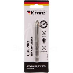 Сверло по стеклу и керамике 10мм (шестигранный хвостовик) Kranz KR-91-0644