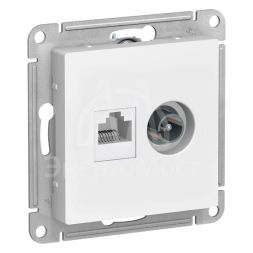 Механизм розетки компьютерной 2-м AtlasDesign RJ45 кат.5E+TV бел. SchE ATN000189