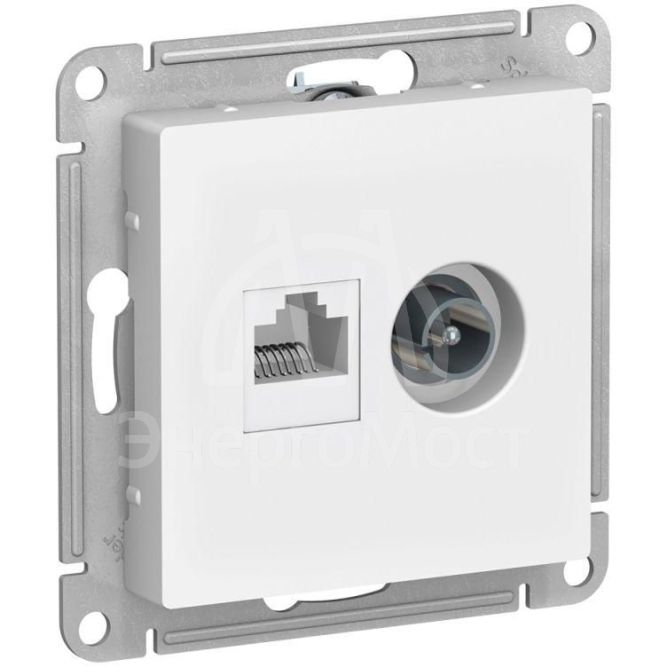 Механизм розетки компьютерной 2-м AtlasDesign RJ45 кат.5E+TV бел. SchE ATN000189