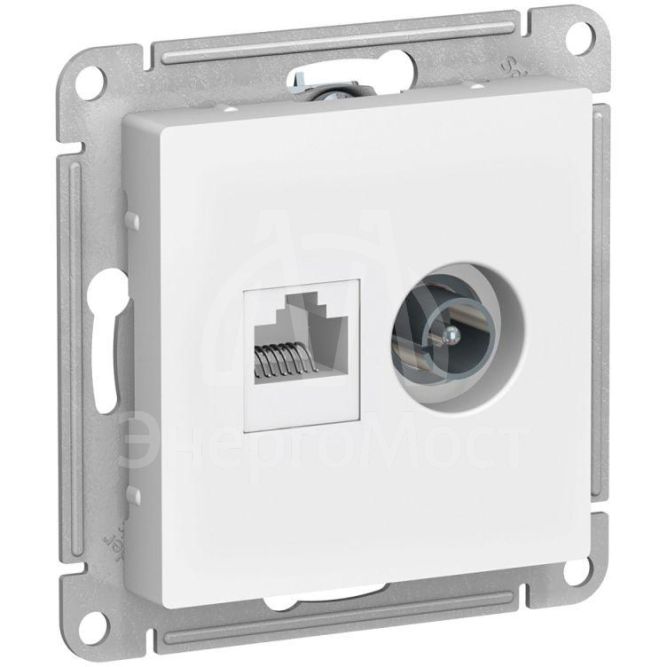 Механизм розетки компьютерной 2-м AtlasDesign RJ45 кат.5E+TV бел. SchE ATN000189
