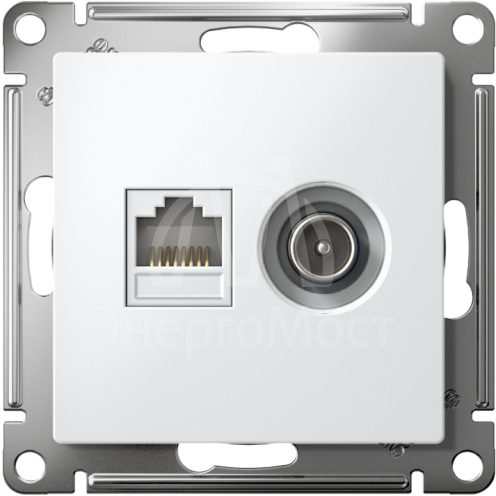 Механизм розетки компьютерной 2-м AtlasDesign RJ45 кат.5E+TV бел. SchE ATN000189