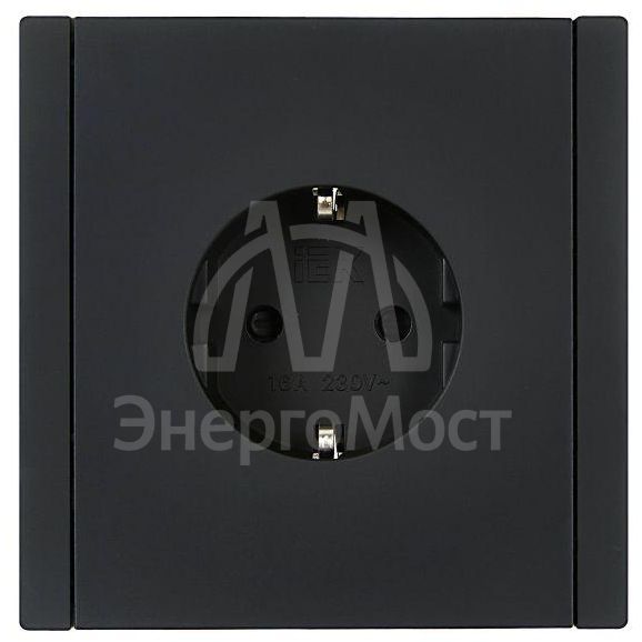 Розетка СП FORTE&amp;amp;PIANO FP113 16А с заземл. защ. шторки безвинт. крепл. черн. IEK FP-R14-16-1-K02