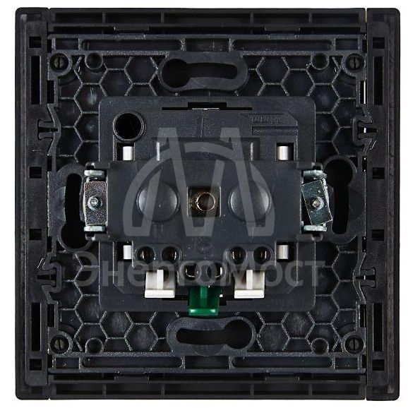 Розетка СП FORTE&amp;amp;PIANO FP113 16А с заземл. защ. шторки безвинт. крепл. черн. IEK FP-R14-16-1-K02