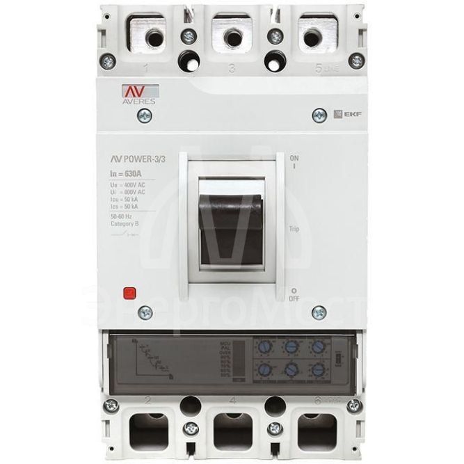 Выключатель автоматический 3п 630А 50кА AV POWER-3/3 ETU2.0 AVERES EKF mccb-33-630-2.0-av