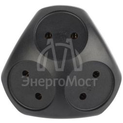 Разветвитель электрический SPx-3-B на 3 розетки без заземл. 10А черн. Эра Б0059721