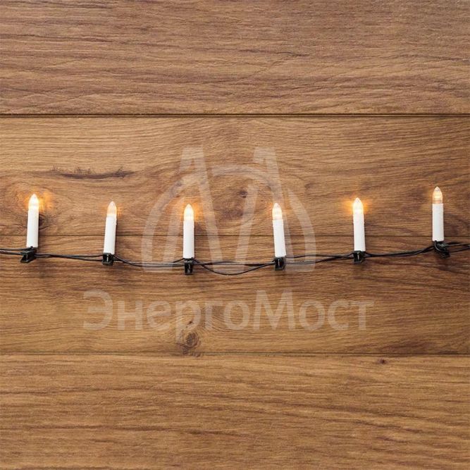 Гирлянда &amp;quot;Свечи&amp;quot; 20LED тепл. бел. 4м провод темно-зел. Neon-Night 303-083