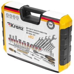 Набор инструментов 1/2 1/4 CrV 82 предмета пластик. кейс Kranz KR-66-6682