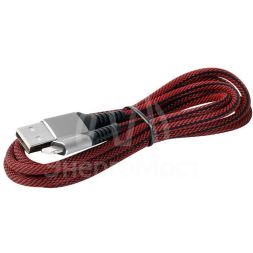 Кабель USB-Lightning ELX-CDC09-C43 3А 1.5м черн./красн. ткань зарядка+ПД коробка Ergolux 15310