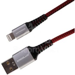 Кабель USB-Lightning ELX-CDC09-C43 3А 1.5м черн./красн. ткань зарядка+ПД коробка Ergolux 15310