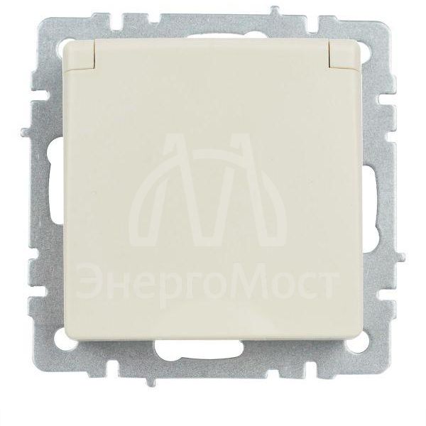 Розетка BRITE РСбш10-3-44-БрКр 16А IP44 с заземл. защ. шторки с крышкой беж. IEK BR-R16-16-44-K10