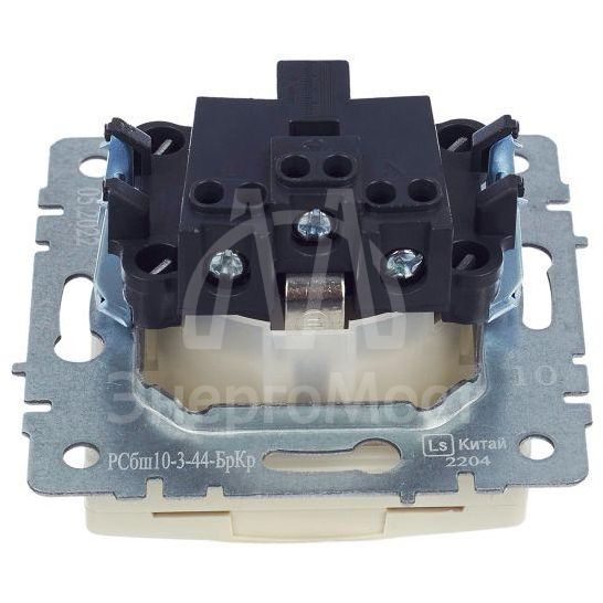 Розетка BRITE РСбш10-3-44-БрКр 16А IP44 с заземл. защ. шторки с крышкой беж. IEK BR-R16-16-44-K10