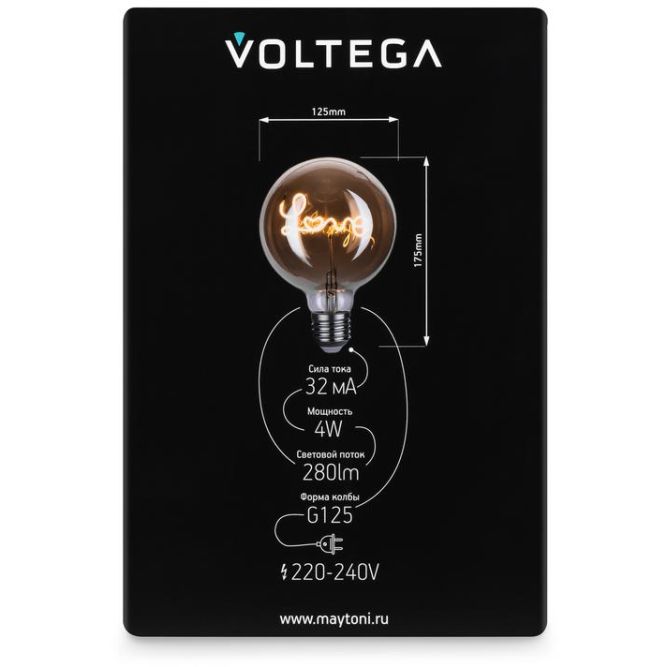 Лампа светодиодная филаментная Loft 271 G125 4Вт 2700К E27 Voltega 8522