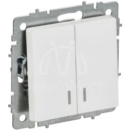 Выключатель 2-кл. СП BRITE ВС10-2-1-БрАБ 10А с индикацией механизм арктич. бел. IEK BR-V20-1-10-K91