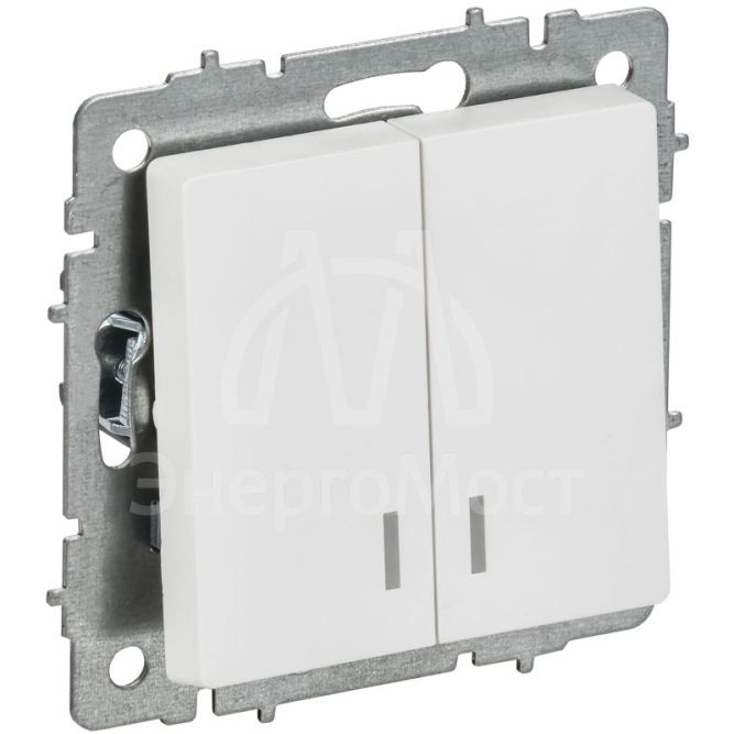 Выключатель 2-кл. СП BRITE ВС10-2-1-БрАБ 10А с индикацией механизм арктич. бел. IEK BR-V20-1-10-K91