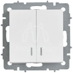 Выключатель 2-кл. СП BRITE ВС10-2-1-БрАБ 10А с индикацией механизм арктич. бел. IEK BR-V20-1-10-K91