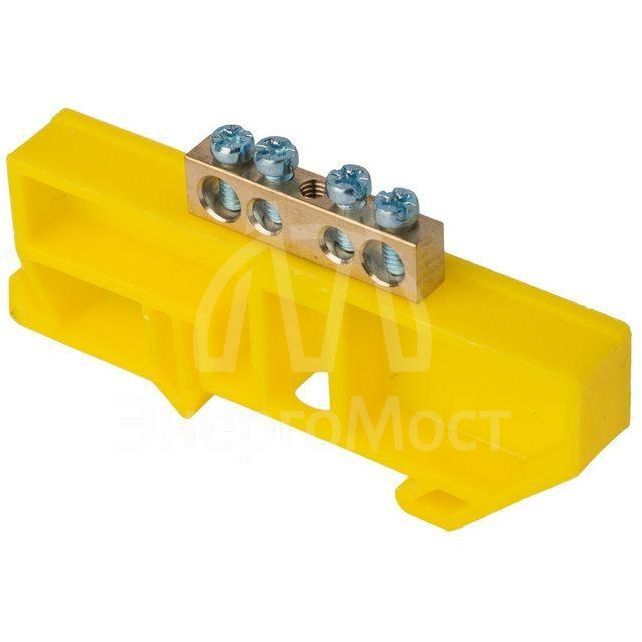 Шина нулевая N 6х9 4 отвер. латунь желт. изолятор на DIN-рейку PROxima EKF sn0-63-04-dz