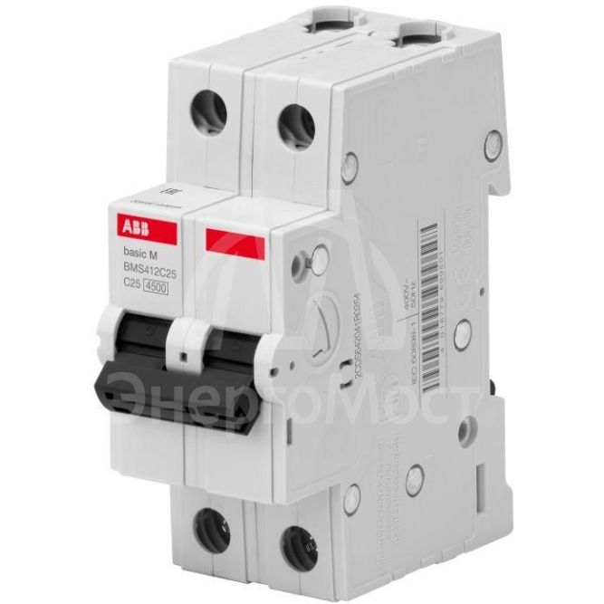 Выключатель автоматический модульный 2п C 10А 4.5кА Basic M BMS412C10 ABB 2CDS642041R0104