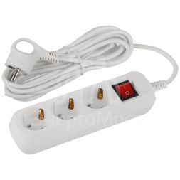 Удлинитель электрический UDL-10-350-ES Greenline 3 розетки с заземлением с выключателем 5м ПВС 3х0.75кв.мм Эра Б0065080