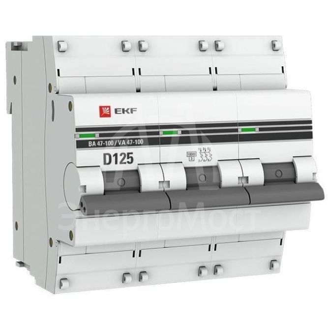 Выключатель автоматический модульный 3п D 125А 10кА ВА 47-100 PROxima EKF mcb47100-3-125D-pro