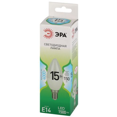 Лампа светодиодная GREEN LINE B35-15W-840-E14 GL 15Вт свеча 4000К яркий свет бел. E14 Эра Б0067121