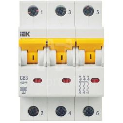 Выключатель автоматический модульный 3п C 63А 6кА ВА47-60M IEK MVA31-3-063-C