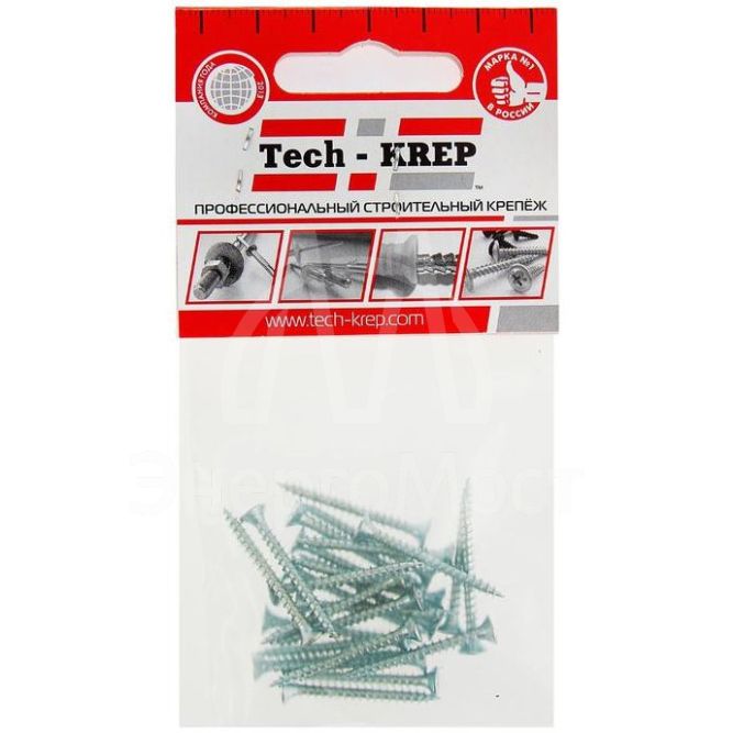 Шуруп универсальный 3.0х30 цинк. с потайной головкой (уп.25шт) пакет Tech-Krep 102412