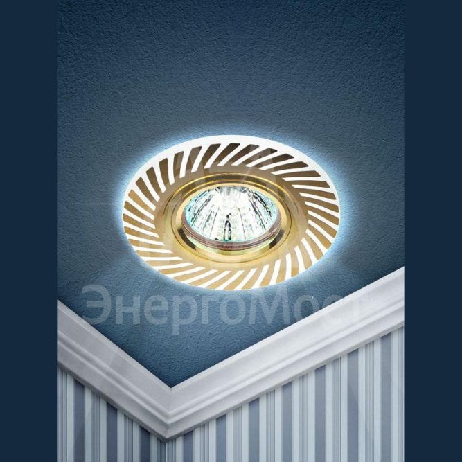 Светильник DK LD39 WH/GD /1 MR16 декор. со светодиодной подсветкой бел./золото ЭРА Б0048936