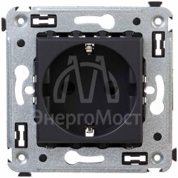 Розетка 1-м СП 2мод. Avanti &amp;quot;Черный матовый&amp;quot; 16А 2P+E защ. шторки механизм черн. DKC 4412003