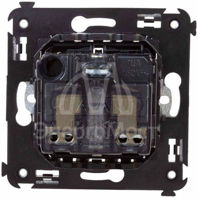 Розетка 1-м СП 2мод. Avanti &amp;quot;Черный матовый&amp;quot; 16А 2P+E защ. шторки механизм черн. DKC 4412003