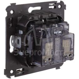 Розетка 1-м СП 2мод. Avanti &amp;quot;Черный матовый&amp;quot; 16А 2P+E защ. шторки механизм черн. DKC 4412003