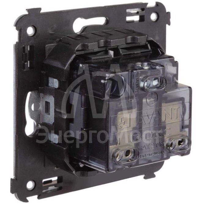 Розетка 1-м СП 2мод. Avanti &amp;quot;Черный матовый&amp;quot; 16А 2P+E защ. шторки механизм черн. DKC 4412003