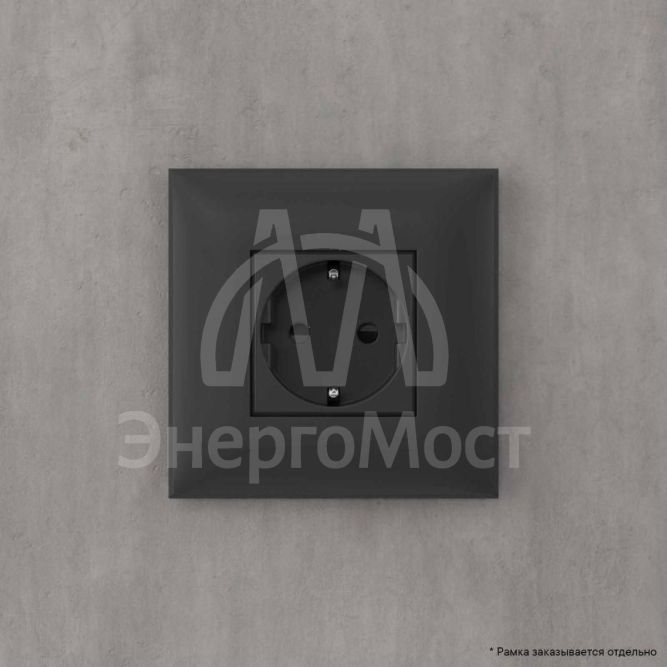 Розетка 1-м СП 2мод. Avanti &amp;quot;Черный матовый&amp;quot; 16А 2P+E защ. шторки механизм черн. DKC 4412003