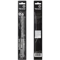 Бур по бетону SDS-Plus SUPER 6х110мм профессиональный цельная крестовая пластина Kranz KR-91-0452