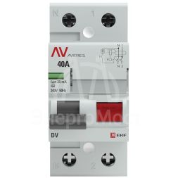 Выключатель дифференциального тока (УЗО) 2п 40А 30мА тип AC DV AVERES EKF rccb-2-40-30-ac-av