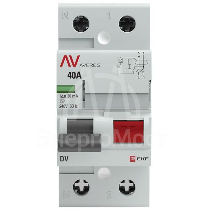 Выключатель дифференциального тока (УЗО) 2п 40А 30мА тип AC DV AVERES EKF rccb-2-40-30-ac-av
