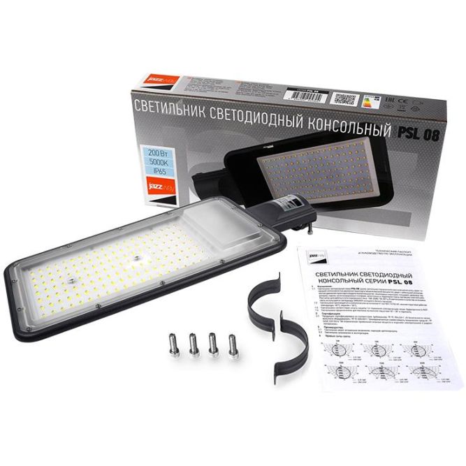 Светильник светодиодный PSL 08 GR 200Вт 5000К IP65 140/70град. ДКУ уличный консольный с линзовым модулем Pro JazzWay 5045866