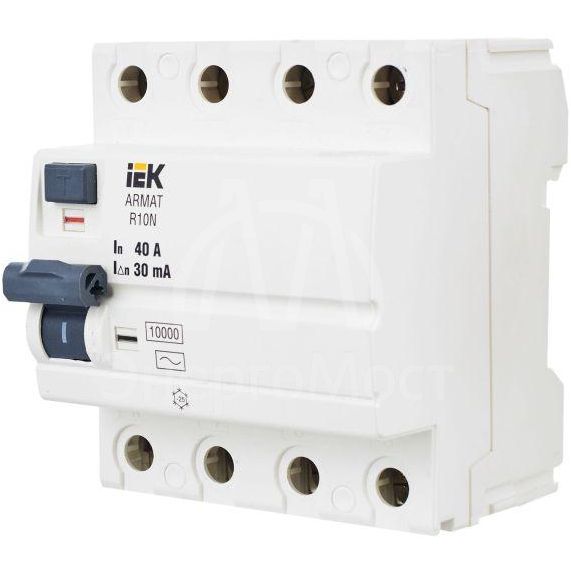 Выключатель дифференциального тока 4п 40А 30мА тип AC ВДТ R10N ARMAT IEK AR-R10N-4-040C030