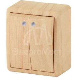 Выключатель 2-кл. ОП Эра Эксперт 10А IP20 11-1205-11 250В 10AX с подсветкой сосна Эра Б0020668