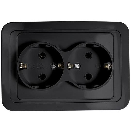 Розетка 2-м CLASSICO с заземл. 2128B черн. IN HOME 4690612061122