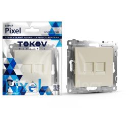 Розетка компьютерная 2-м СП Pixel RJ45 кат.5E механизм беж. TOKOV ELECTRIC TKE-PX-RC2-C02