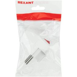 Вилка Евро угловая 16А с заземл. с кнопкой бел. Rexant 16-0730