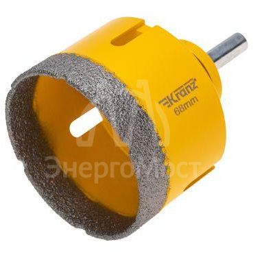 Коронка алмазная профессиональная по керамограниту и железобетону М14 вакуумное спекание 68мм для УШМ Kranz KR-92-1025