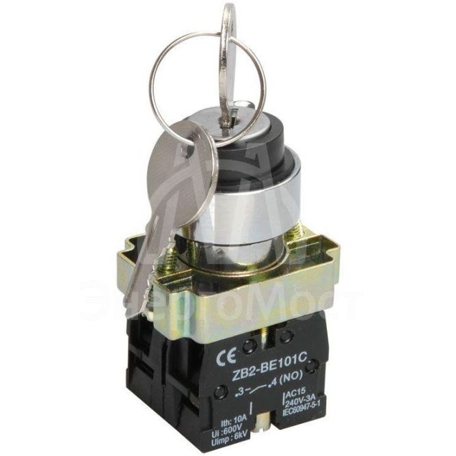 Переключатель LAY5-BG45 на 2 полож. с ключ. без фиксации IEK BSW80-BG-2-K02