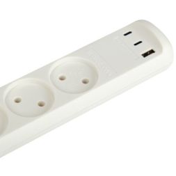 Удлинитель электрический U-3-1.5m-USB-W 3 розетки + 3xUSB A+C 1.5м 10А бел. Эра Б0069075