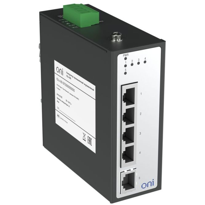 Коммутатор промышленный неуправляемый ISU-430 Ethernet 5 портов 10/100BaseT разъем RJ45 24В AC/12/24/48В DC с резервированием ONI ISU-430-5FE0000000000
