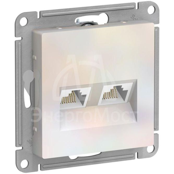 Розетка компьютерная 2-м AtlasDesign RJ45 кат.5E механизм жемчуж. SE ATN000485