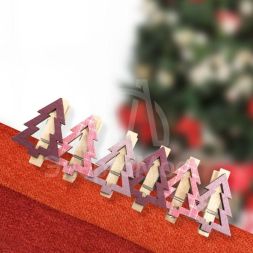 Прищепка деревянная &amp;quot;Елочки&amp;quot; 14.5х4.5х1.6см роз. (уп.6шт) Neon-Night 504-032