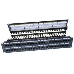 Патч-панель PP3-19-48-8P8C-C6-110D 19дюйм 2U 48 портов RJ45 кат.6 Dual IDC ROHS черн. (задн. каб. организат. в компл.) Hyperline 246108