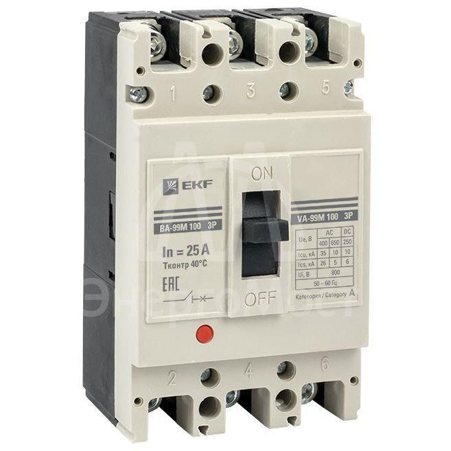 Выключатель автоматический 3п 100/25А 35кА ВА-99М PROxima EKF mccb99-100-25m